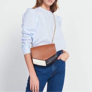 Sandro Paris color-blocking Lou leather bag with chain